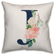 Floral Monogram J 18x18 Indoor/Outdoor Pillow