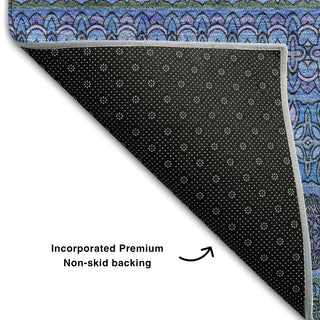 Premium Machine Washable Mayfield AMF527 Blue 1'8" x 2'6" Rug