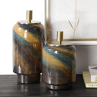 Uttermost Celestial Tide Glass Containers Set of 2