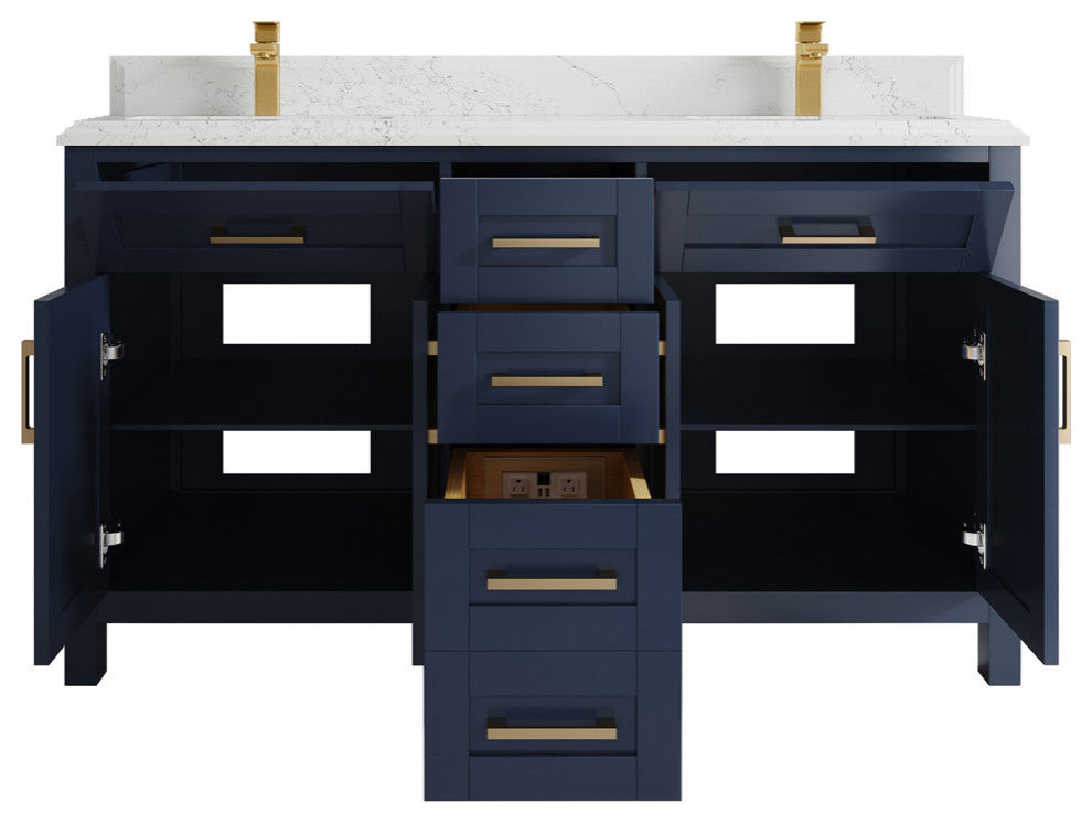Cambridge 60 Double Bathroom Vanity in Hale Navy Blue 1.5" Empira Quartz