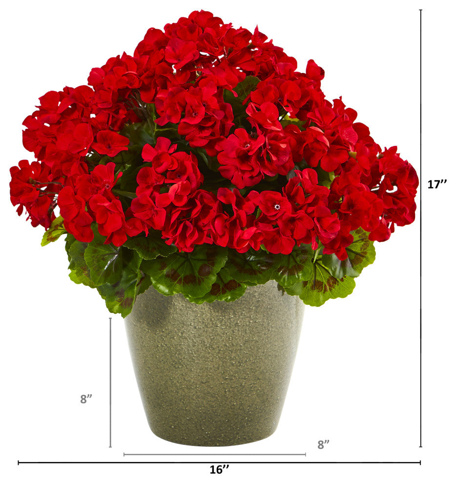 17" Geranium Artificial Plant UV Resistant, Indoor/Outdoor
