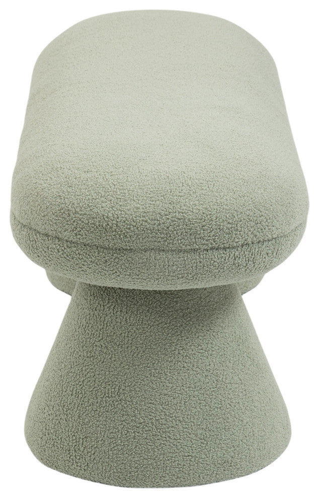 Drum Faux Shearling Teddy Fabric Upholstered Bench, Mint