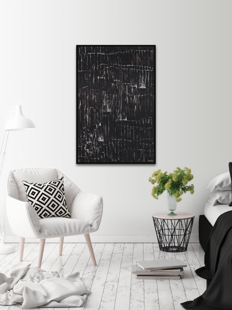 "Closed Curtains" Floater Framed Painting Print on Canvas, 30x45