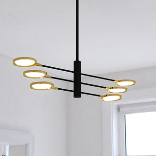 Cullerto 6-Light Matte Black/Gold Contemporary LED Pendant Light Adjustable Arms