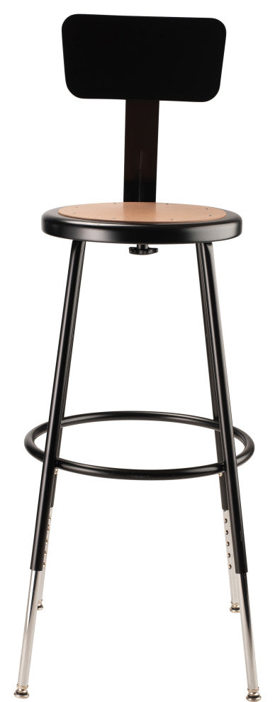 NPS 25"-33" Height Adjustable Heavy Duty Steel Stool With Backrest, Black