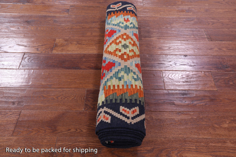 Kilim Flat Weave Wool On Wool Reversible Runner Rug 2' 10" X 16' 1" Q9465
