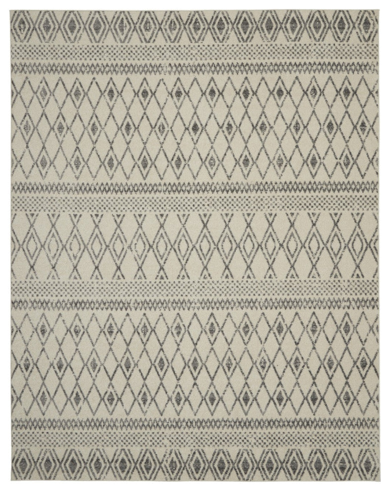 8' X 10' Gray Geometric Berber Power Loom Area Rug