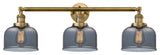Bell 3-Light 32" Bath Vanity Light, LED, Brushed Brass, Plated Smoke