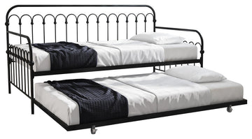 Novogratz Bright Pop Twin Metal Daybed with Roll Out Trundle in Black