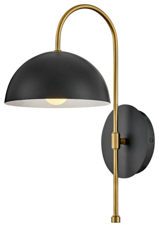 Lark Lou 17" Single Wall Sconce, Black + Lacquered Brass