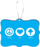Peace Love Vegan Sky Blue Design Rectangle Christmas Tree Ornament