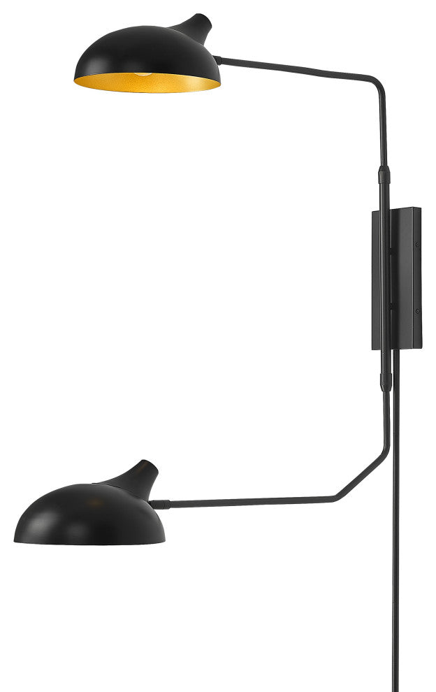 Zlite 1942-2S-MB 2-Light Wall Sconce, Matte Black Outer/Gold Inner