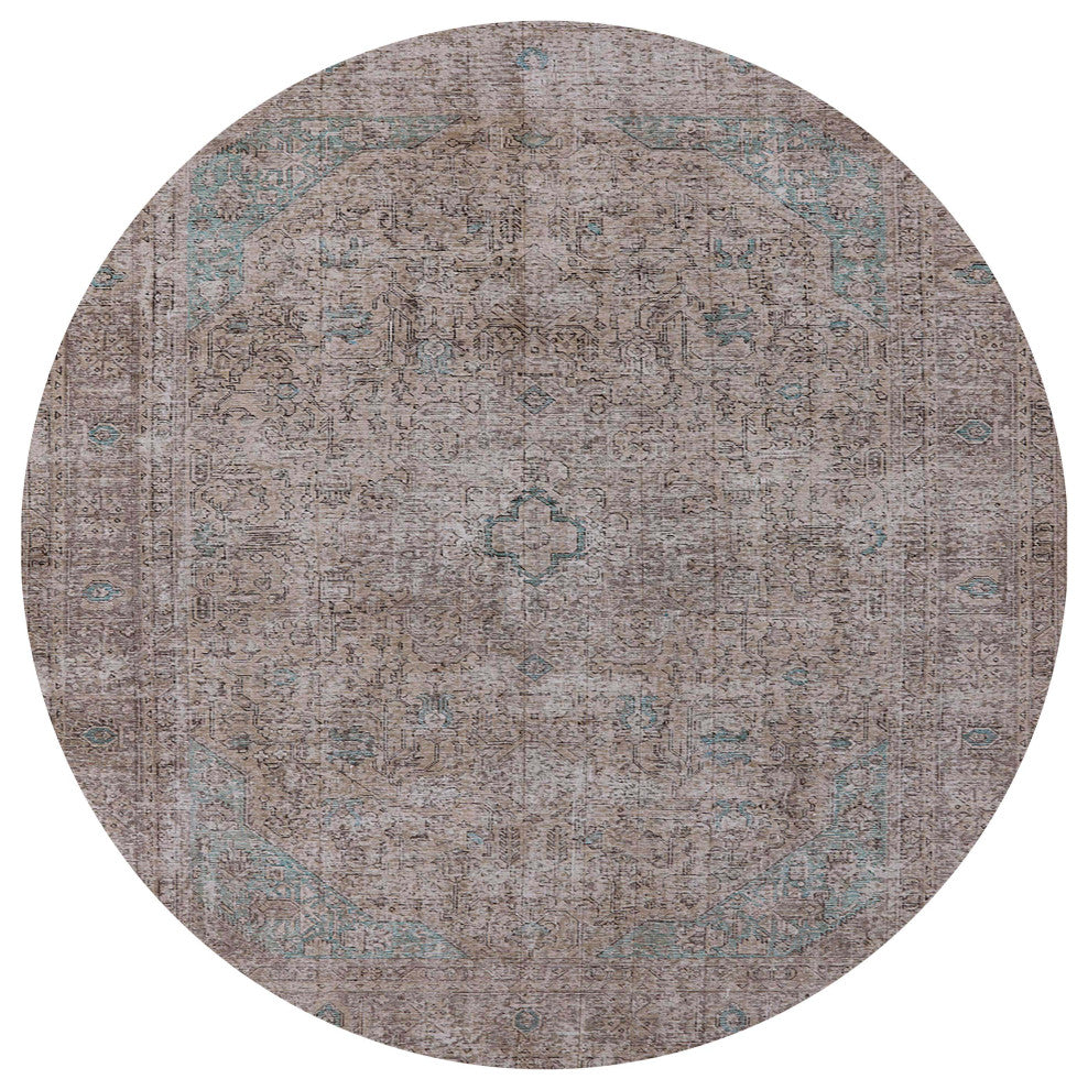 Ahgly Company Indoor Round Mid-Century Modern Area Rugs, 7' Round
