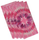 Shibori Burst, Geometric Print Napkin, Green, Set of 4, Pink