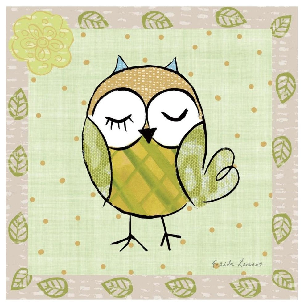 "Whimsy Owls II" Digital Paper Print by Farida Zaman, 20"x20"