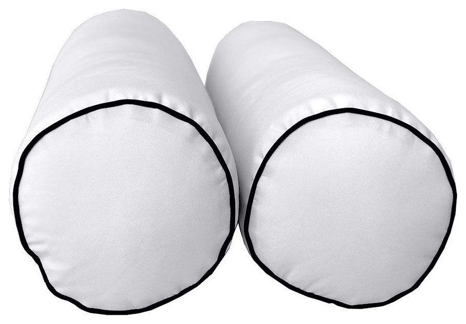 |COVER ONLY| Outdoor Style 2 Crib Contrast Trim Bolster Back Pillow Cover AD105