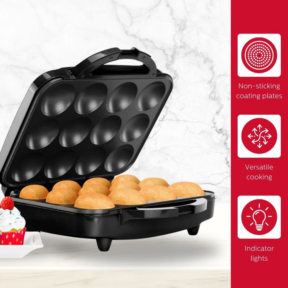 Holstein Housewares Cupcake Maker, 12 Full Size Muffins, Cinnamon Buns, and more, Black
