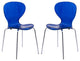 LeisureMod Modern Oyster Transparent Side Chair, Set of 2 Transparent Blue