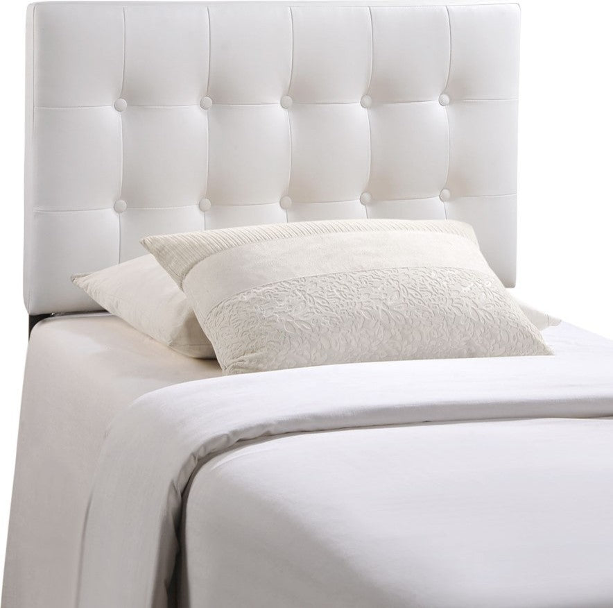 Emily Twin Vinyl Headboard, White