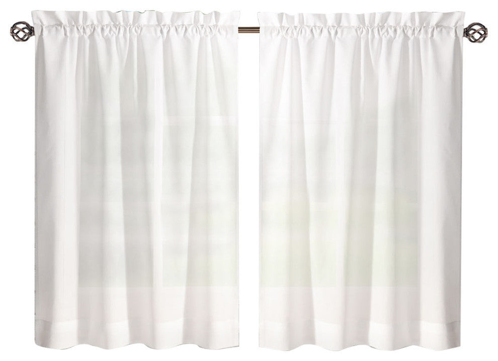 Ellis Curtain Stacey Tailored Tier Pair Curtains, White, 56"x36"