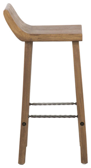 Natural Distressed Armless Elmwood Counter Stool