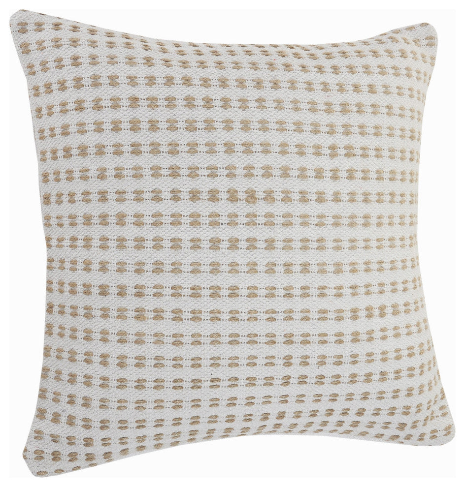 Ivory and Jute Interwoven Throw Pillow