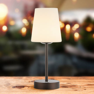 12.75" Modern Minimalist Iron Rechargeable Integrated LED Table Lamp, Black