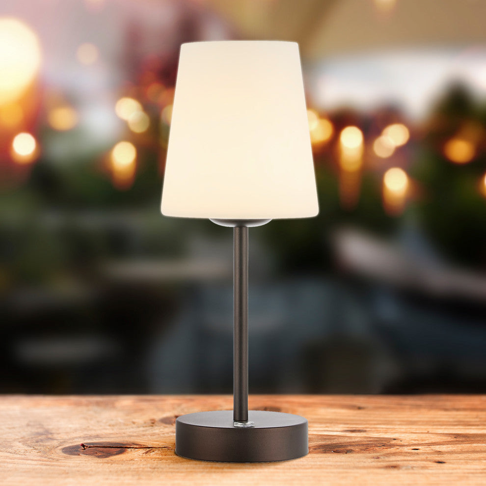 12.75" Modern Minimalist Iron Rechargeable Integrated LED Table Lamp, Black