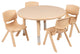 33" Round Natural Plastic Height Adjustable Activity Table Set with 4 Chairs