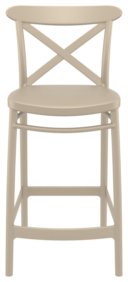 Cross Counter Stool, Set of 2, Taupe