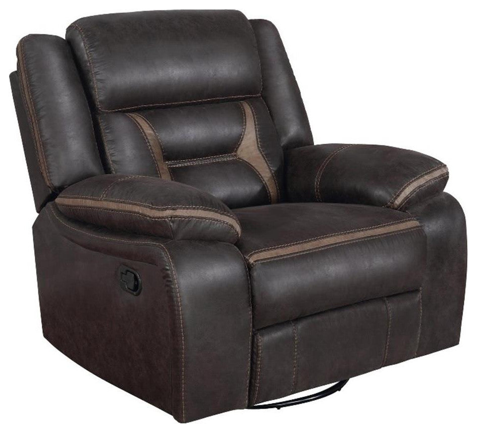 Coaster Greer Faux Leather Upholstered Tufted Back Glider Recliner Brown