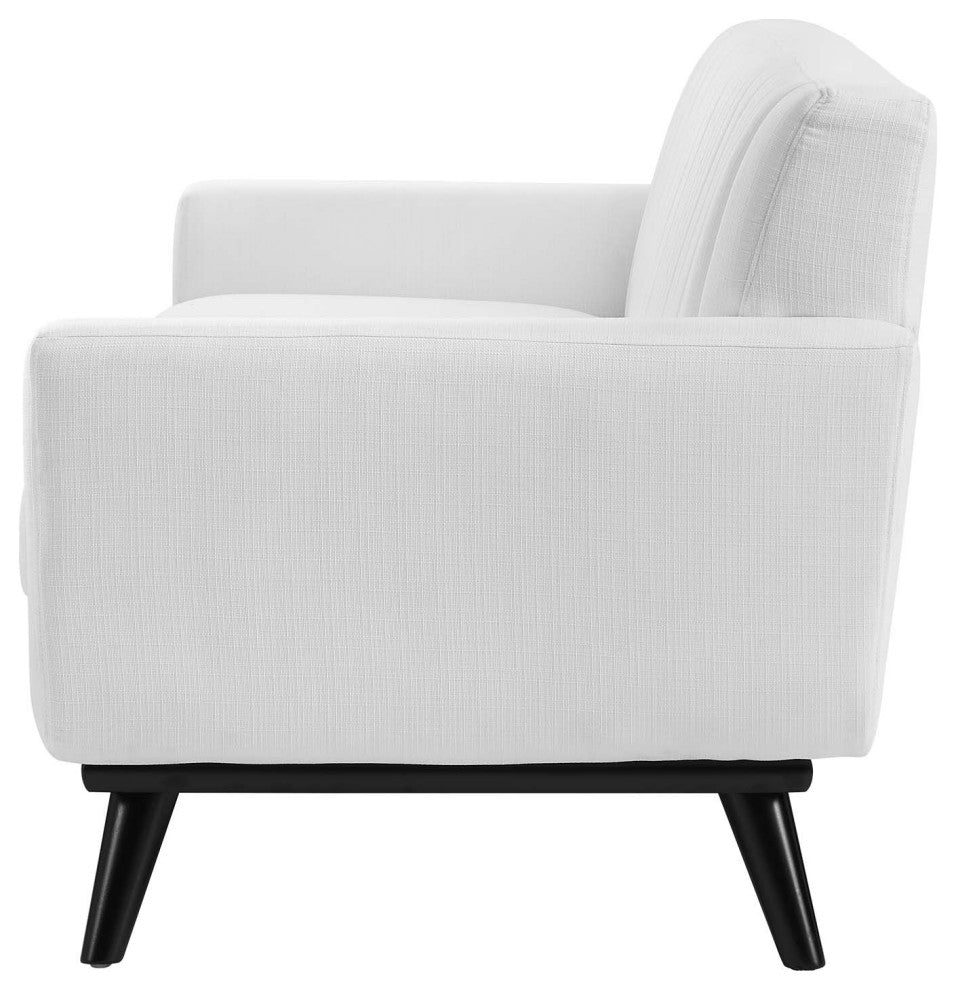 Tufted Sofa, Fabric, White, Modern, Living Lounge Room Hotel Lobby Hospitality