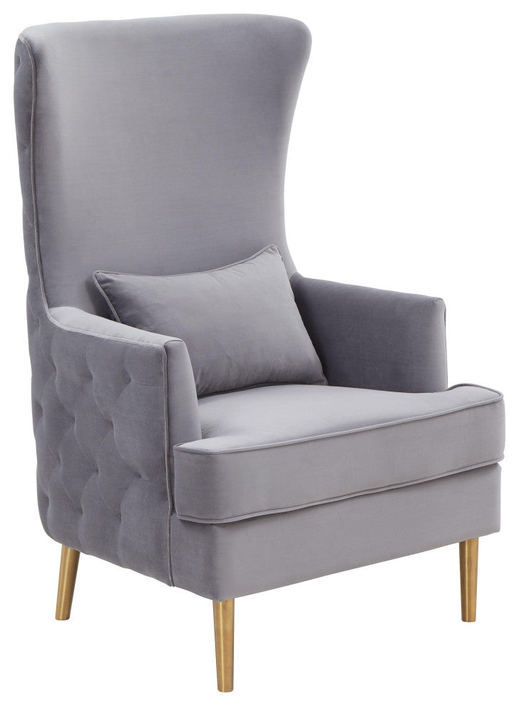 Alina Grey Tall Tufted Back Chair - Grey