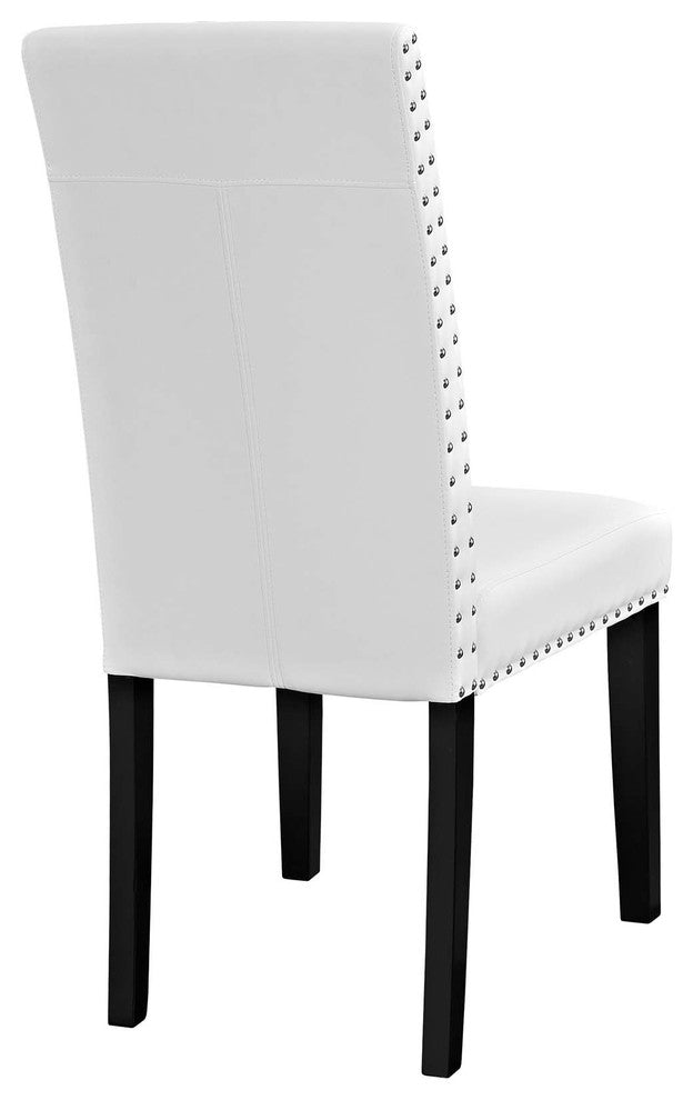 Parcel Dining Side Chair Vinyl Set of 4, White