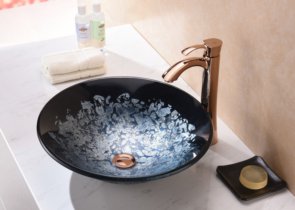 Chrona Series Vessel Sink, Silver Burst