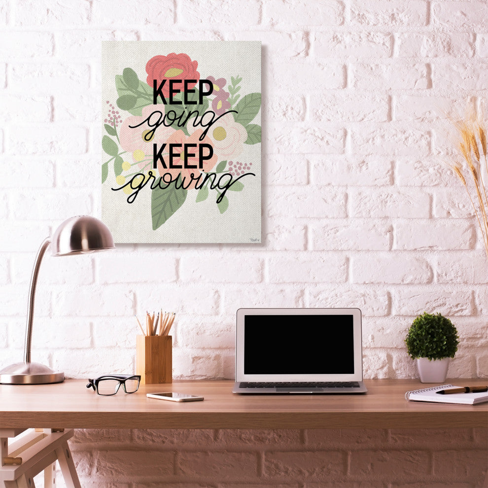 Keep Growing Flower Drawing Inspiring Word Design, 30"x40"
