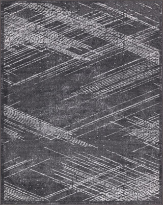 Low-Pile Sidney Charcoal/Ivory Rug, Charcoal, 10'x14'