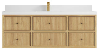 Sonoma Floating 60 Single Sink in Light Natural with 2" White Quartz