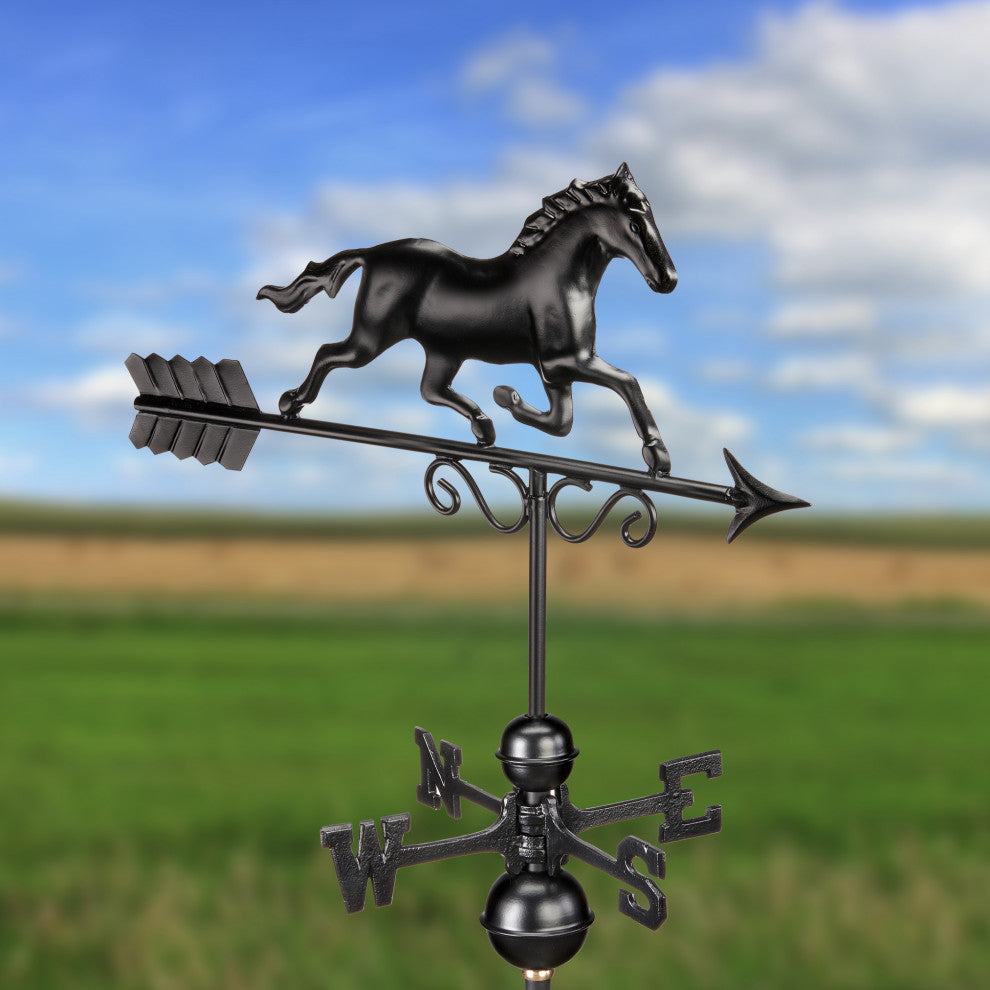 Galloping Horse Weathervane 1974K Black Finish by Good Directions