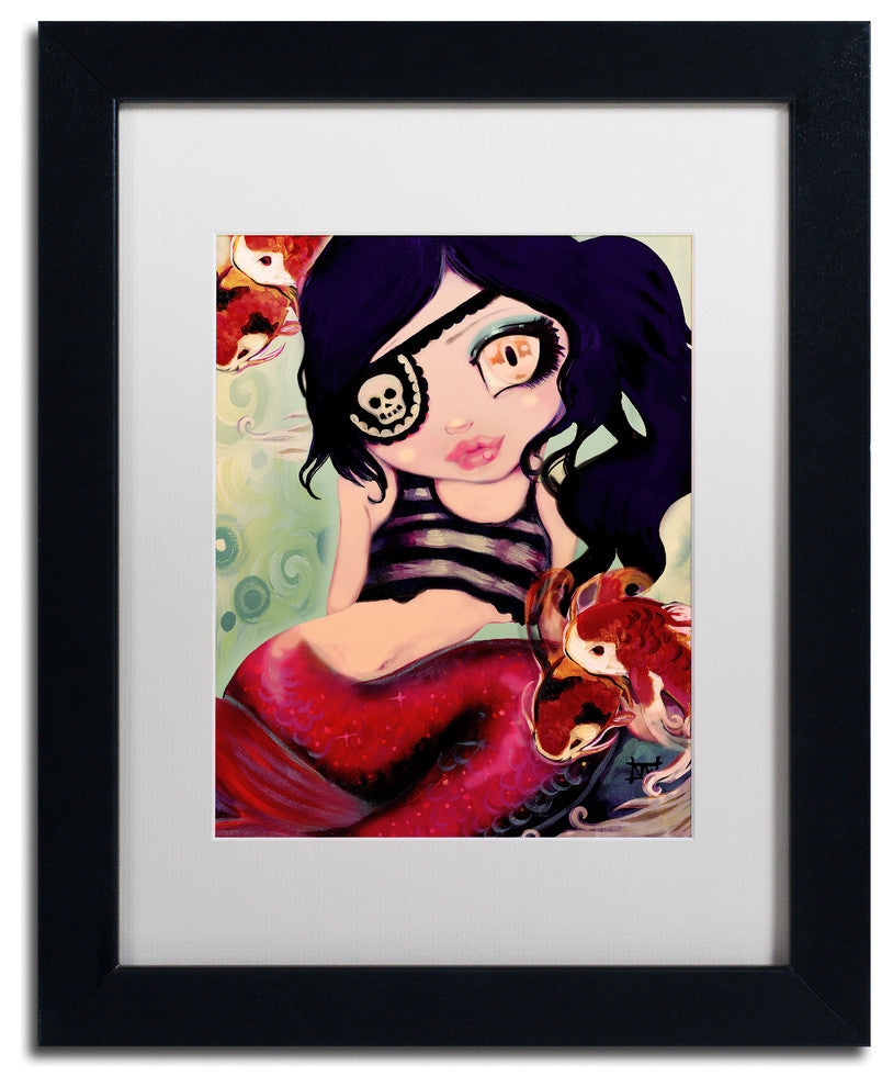 Natasha Wescoat 'Mermaid Pirate' Art, Black Frame, White Mat, 11x14