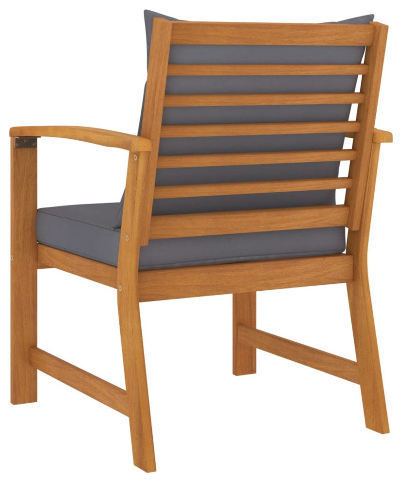 Vidaxl Garden Chairs 2-Piece Set With Dark Gray Cushion Solid Acacia Wood