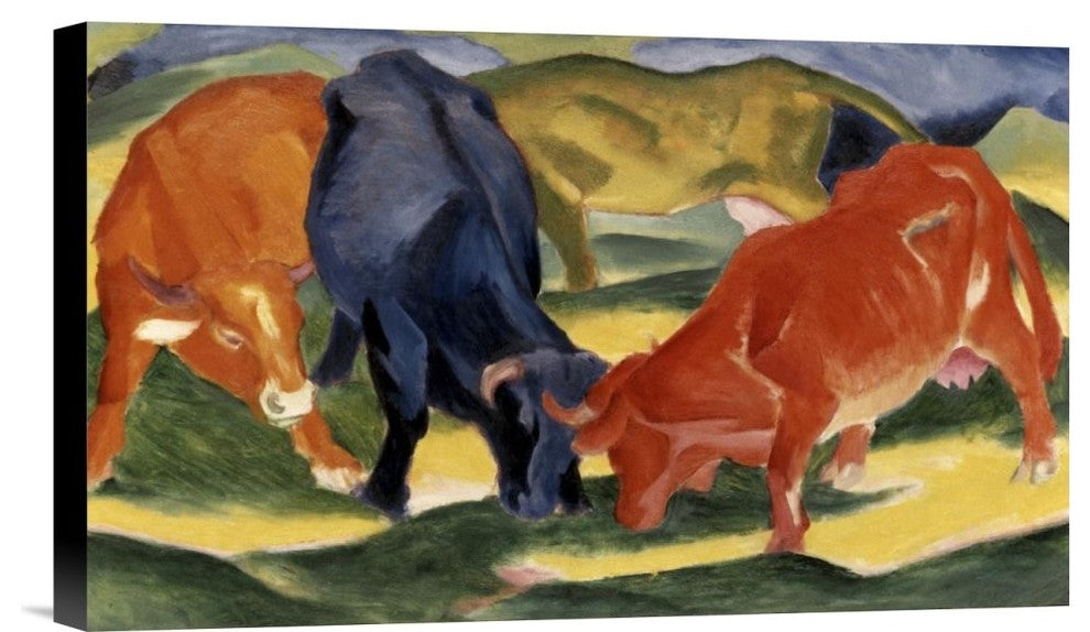 "Fighting Cows" Stretched Canvas Giclee by Franz Marc, 22"x13"