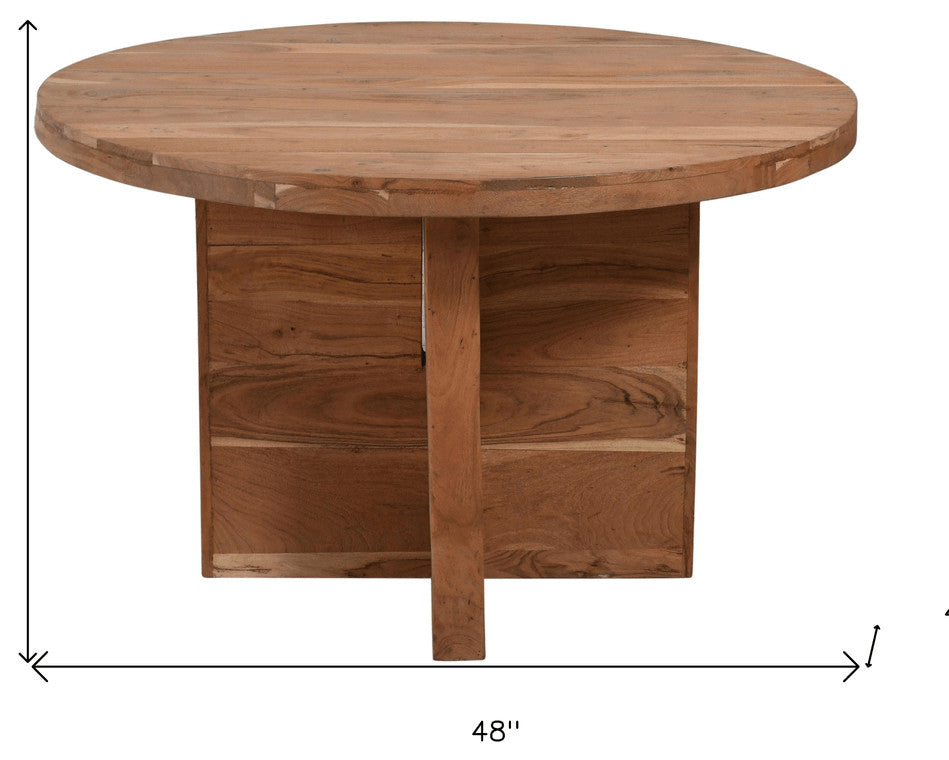48" Natural Rounded Solid Wood Dining Table
