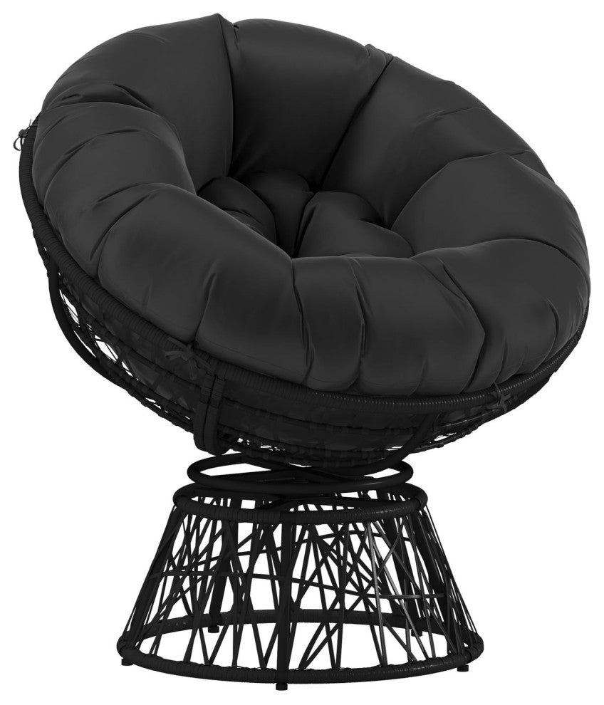 Bowie Comfort Series Swivel Patio Chair with Cushion, Black