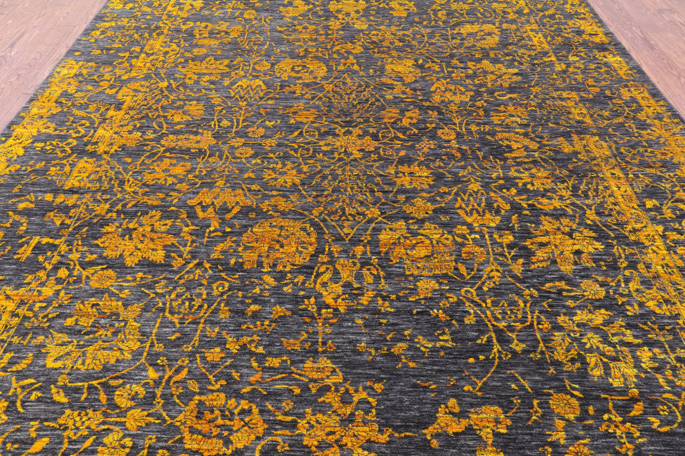 Wool and Silk Persian Hand Knotted Rug 8' 11" X 12' 1" Q8564