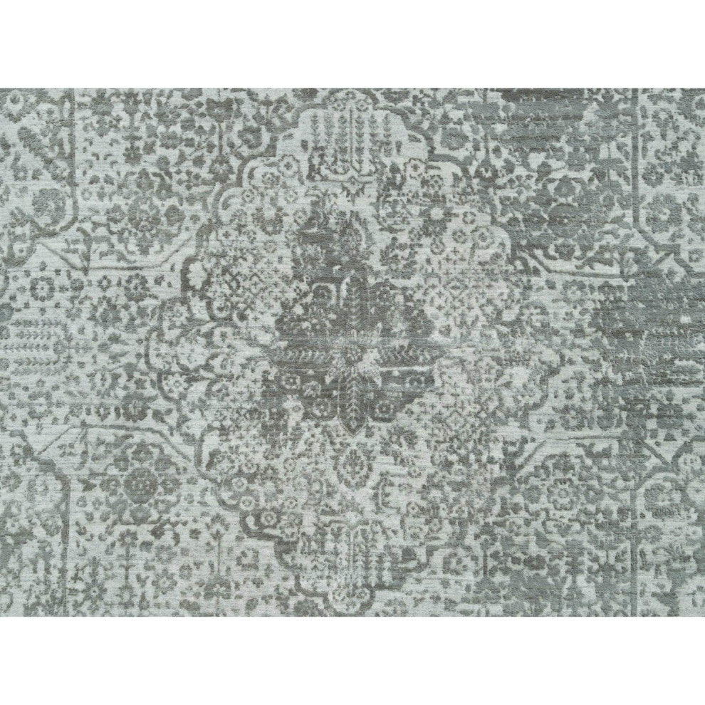 Gainsboro Wool and Silk Hand Knotted Zoroastrian Design Rug, 8'11"x11'11"