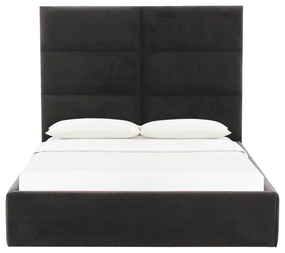 Eliana Black Velvet King Bed - Black