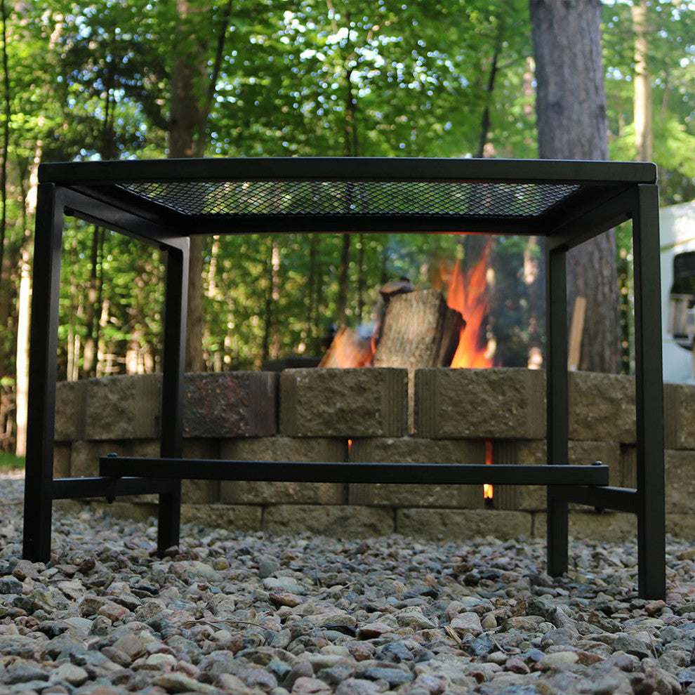 Sunnydaze Black Mesh Patio Fire Pit Benches, 23"x16", Set of 2 Benches