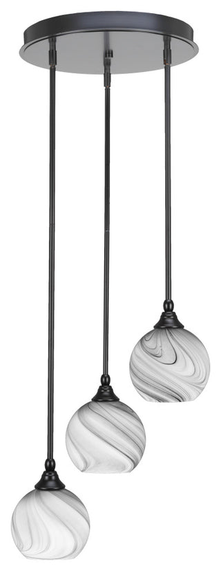 Empire 3-Light Cluster Pendalier, Matte Black/Onyx Swirl