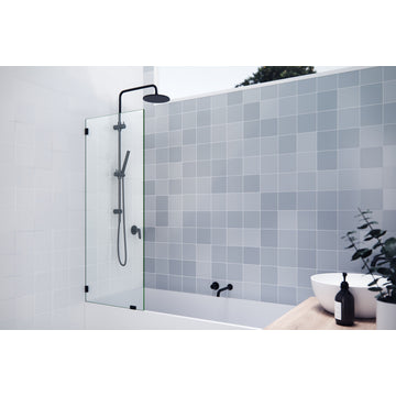 58.25"x24.5" Frameless Shower Bath Fixed Panel, Matte Black